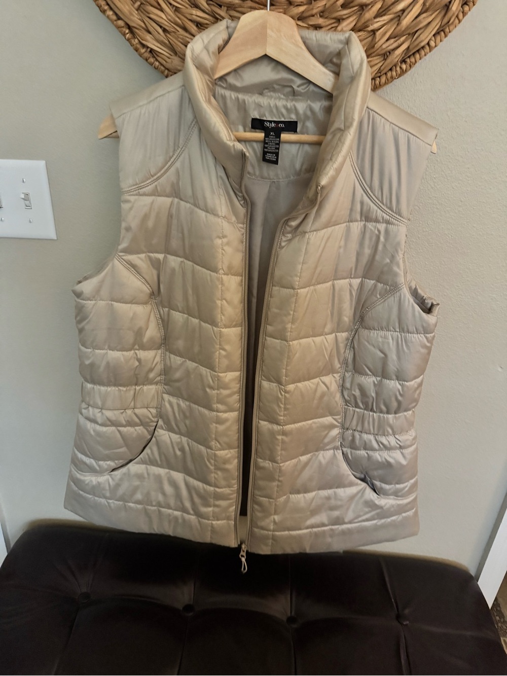 Style & Co. Quilted Puffer Vest in Beige